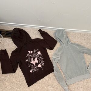 Juicy Couture Brown Hoodie with Pink Butterfly Graphic
